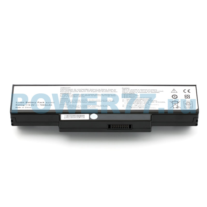 Аккумулятор A32-K72 для Asus K72, N71, X77, повышенной емкости (7800 mAh)